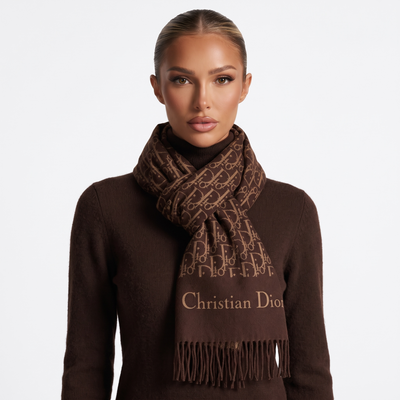 Dior Double-Face Luxury Scarf 🤎 | Reversible Monogram Shawl with Tassels