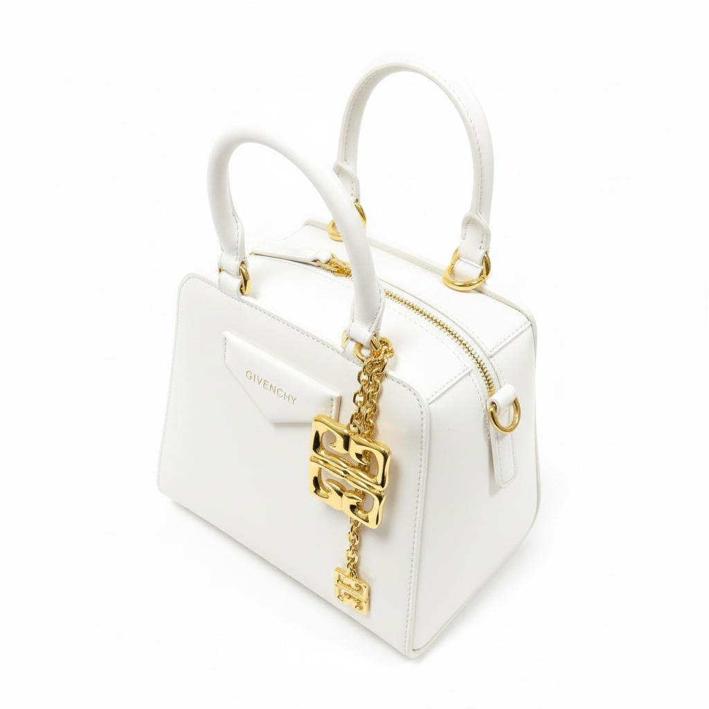 Givenchy Mini Top Handle Bag White with Gold Charm 🤍✨🔗