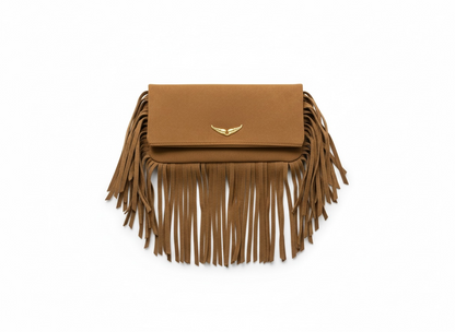 Zadig & Voltaire Fringe Clutch – Suede Brown 🤎✨ | Boho Luxe Statement