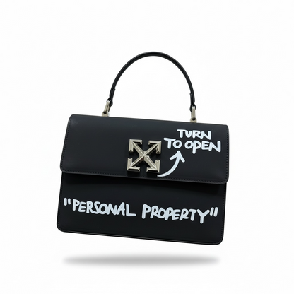 🖤 Off-White “Personal Property” Arrow Lock Handbag – Statement Top Handle Bag