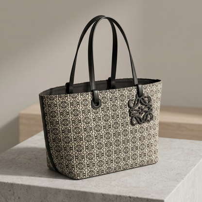 🖤 Loewe Anagram Black Canvas Tote Bag – Signature Luxury Shopper