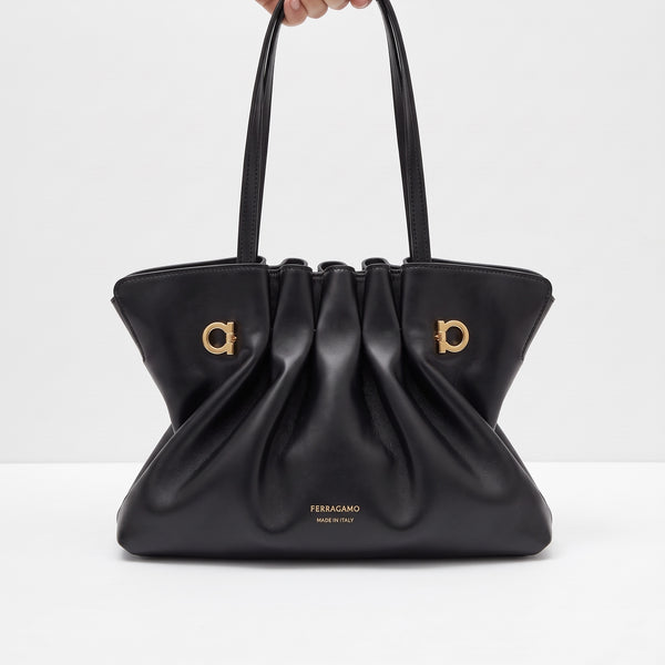 Ferragamo Gathered Tote – Black 👜🖤