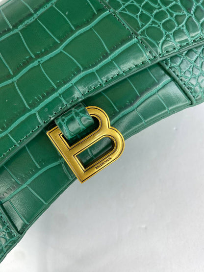 Balenciaga Hourglass Bag in Green Croc-Embossed Leather (limited edition color)