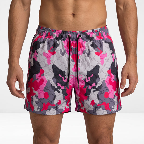 Gucci Drawstring Swim Shorts – Pink Camo 🌊