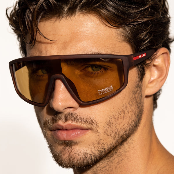 Prada Shield Sunglasses – Matte Brown Amber Lens 🕶️