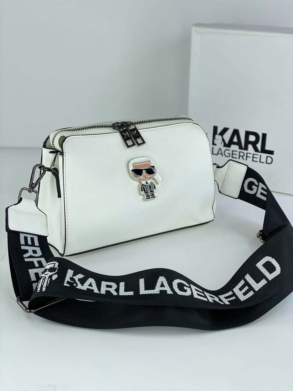 Title: Karl Lagerfeld Crossbody Bag with Iconic Charm