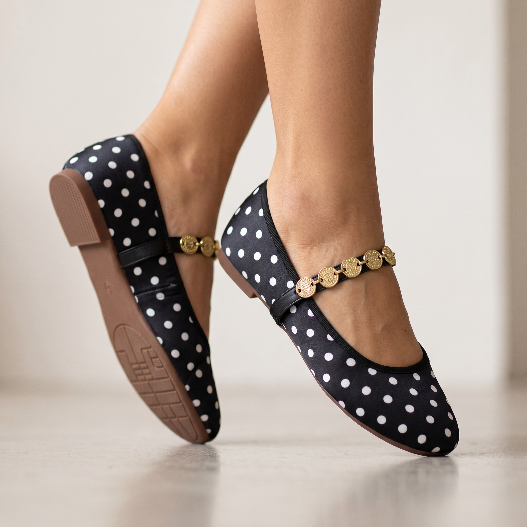 Polka Dot Mary Jane Ballet Flats ✨🖤