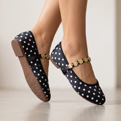 Polka Dot Mary Jane Ballet Flats ✨🖤