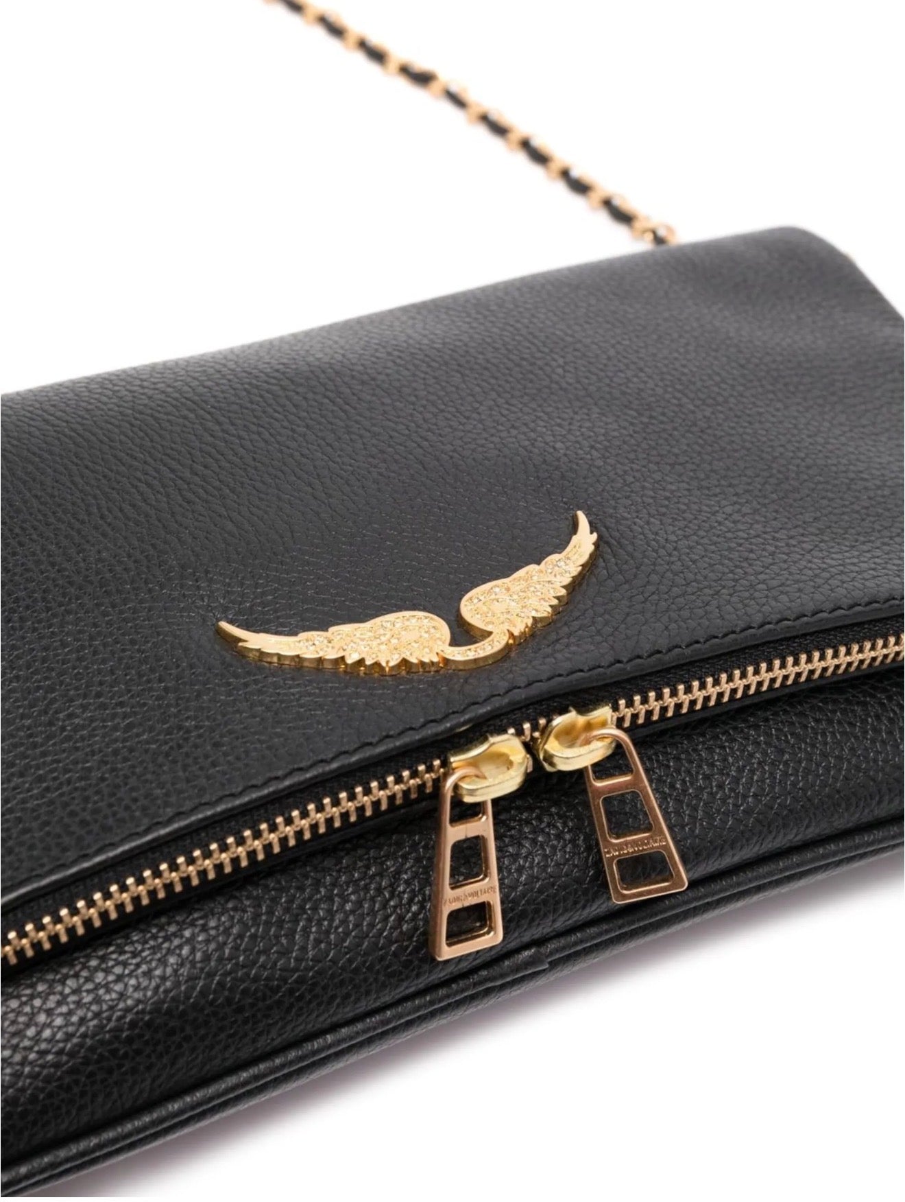 Zadig & Voltaire Foldover Clutch – Black Leather 🖤✨ | Iconic Rock-Chic Essential