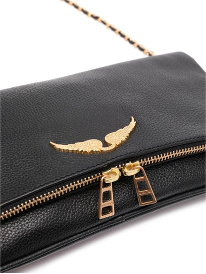 Zadig & Voltaire Foldover Clutch – Black Leather 🖤✨ | Iconic Rock-Chic Essential