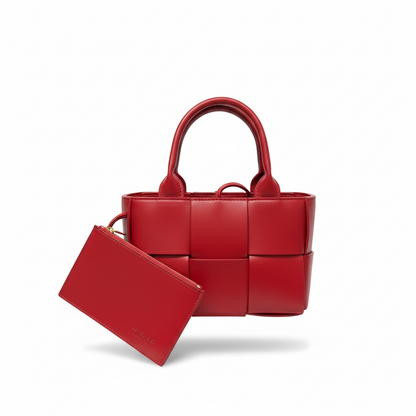 ❤️ Red Bottega Veneta Mini Intrecciato Tote & Card Holder