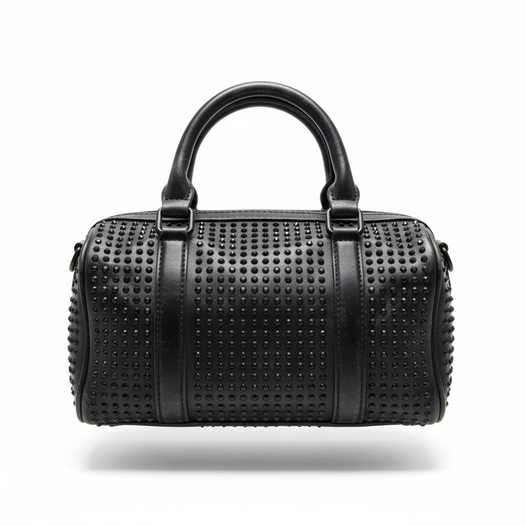 🖤 Kurt Geiger Black Studded Top Handle Bag – Crystal Embellished Mini Boston Bag