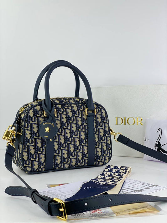 Dior Boston Bag in Blue Oblique Canvas