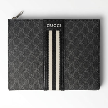 Gucci Black GG Monogram Striped Clutch 🖤🤍✨💼🔥