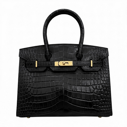 Hermès Birkin-Style Croc-Embossed Black Handbag 🖤✨