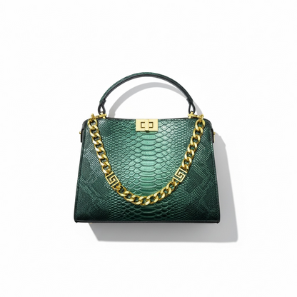 Fendi Emerald Snake-Embossed Handbag 💚✨ | Luxury Chain Designer Bag