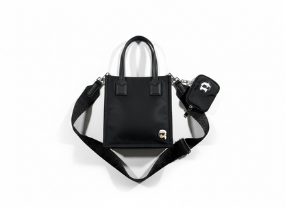 KARL LAGERFELD Mini Black Tote Bag 🖤✨ | Crossbody Set with Pouch