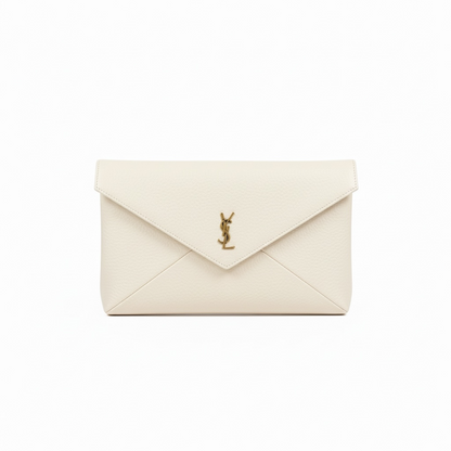 Saint Laurent YSL Ivory Envelope Chain Clutch 🤍✨