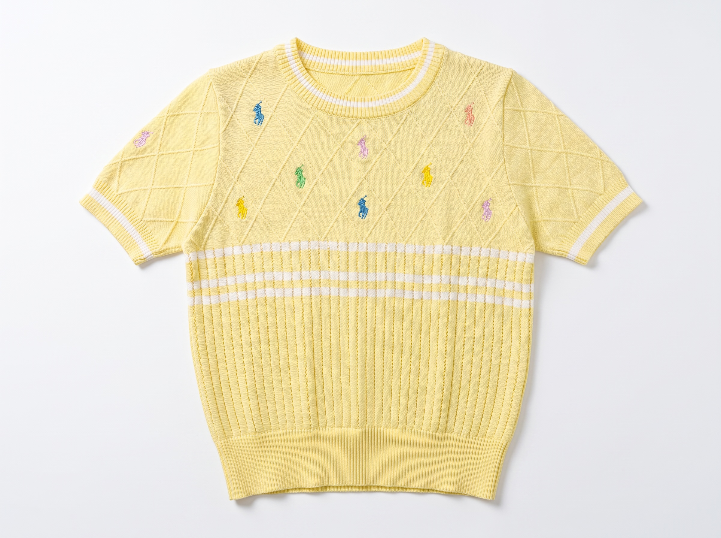 💛 Polo Ralph Lauren Multicolor Pony Knit Top | Yellow | One Size