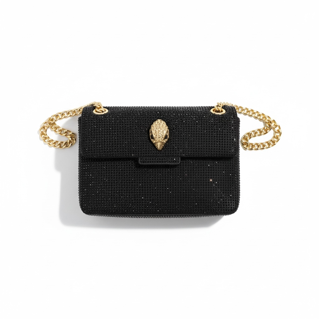 ✨ Kurt Geiger Black Crystal Eagle Chain Bag – Evening Shoulder Bag