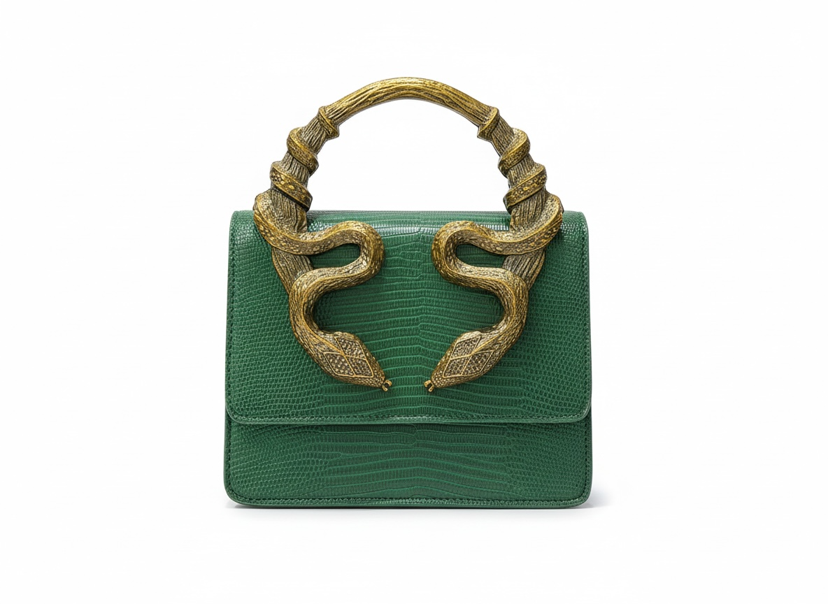 Roberto Cavalli Emerald Snake Handle Bag 🐍💚 Luxury Statement Handbag
