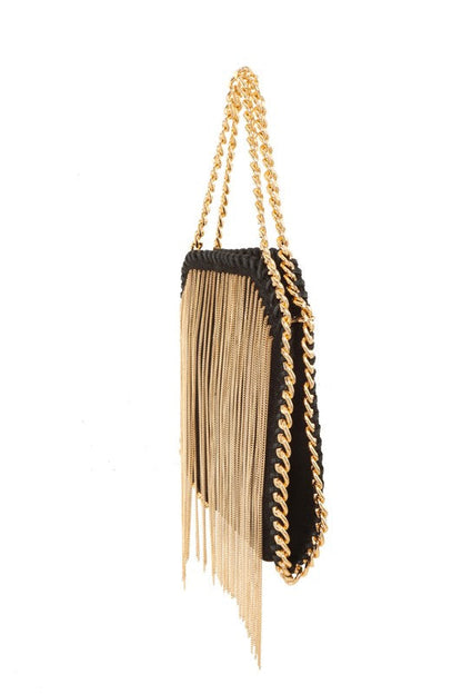 STELLA McCARTNEY Falabella Fringe Bag – Gold Chain Edition ✨🖤