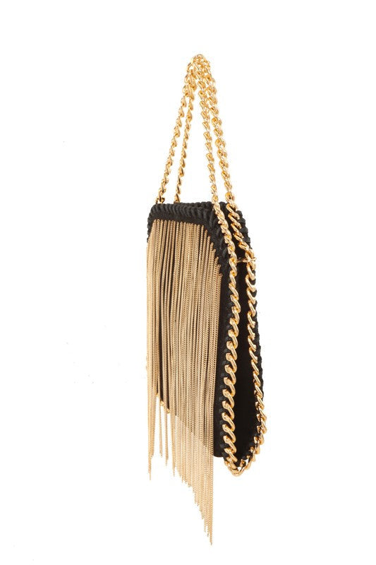 STELLA McCARTNEY Falabella Fringe Bag – Gold Chain Edition ✨🖤