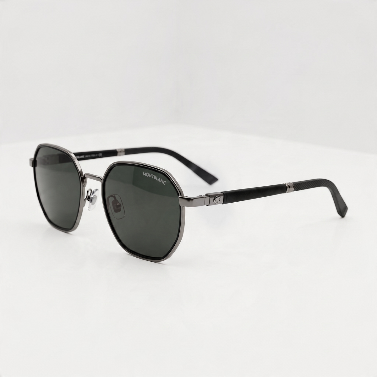 Montblanc aviator sunglasses with gunmetal frame and dark green lenses