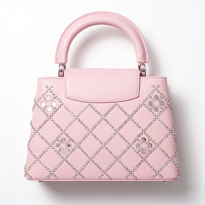 Pink Louis Vuitton Capucines Mini top-handle bag with crystal and sequin embellishments