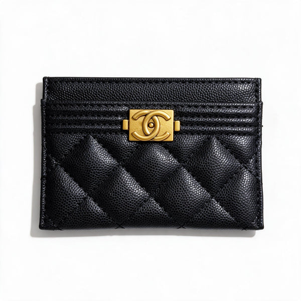 Chanel Card Holder – Black Quilted CC 🖤