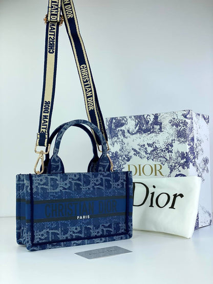 Dior Book Tote Bag in Blue Oblique Canvas