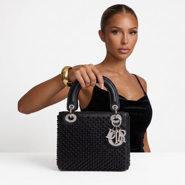Dior Lady Bag – Black Studded mediumTote 🖤✨