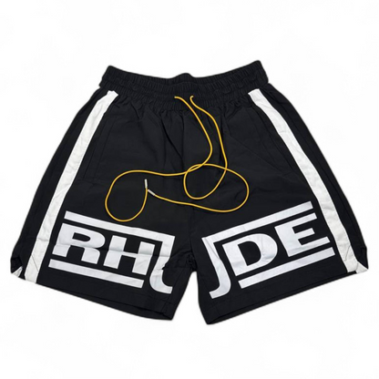 Rhude Logo Swim Shorts – Black & White Street Edition ⚫⚪