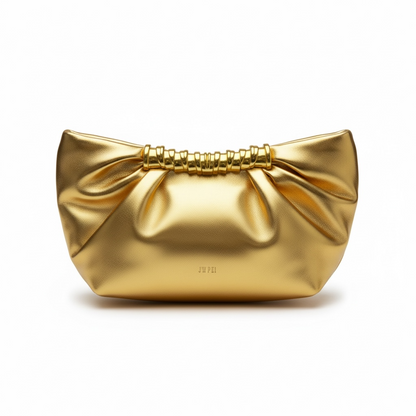 JW PEI Ruched Clutch Bag – Metallic Gold ✨💛 | Luxe Statement Piece