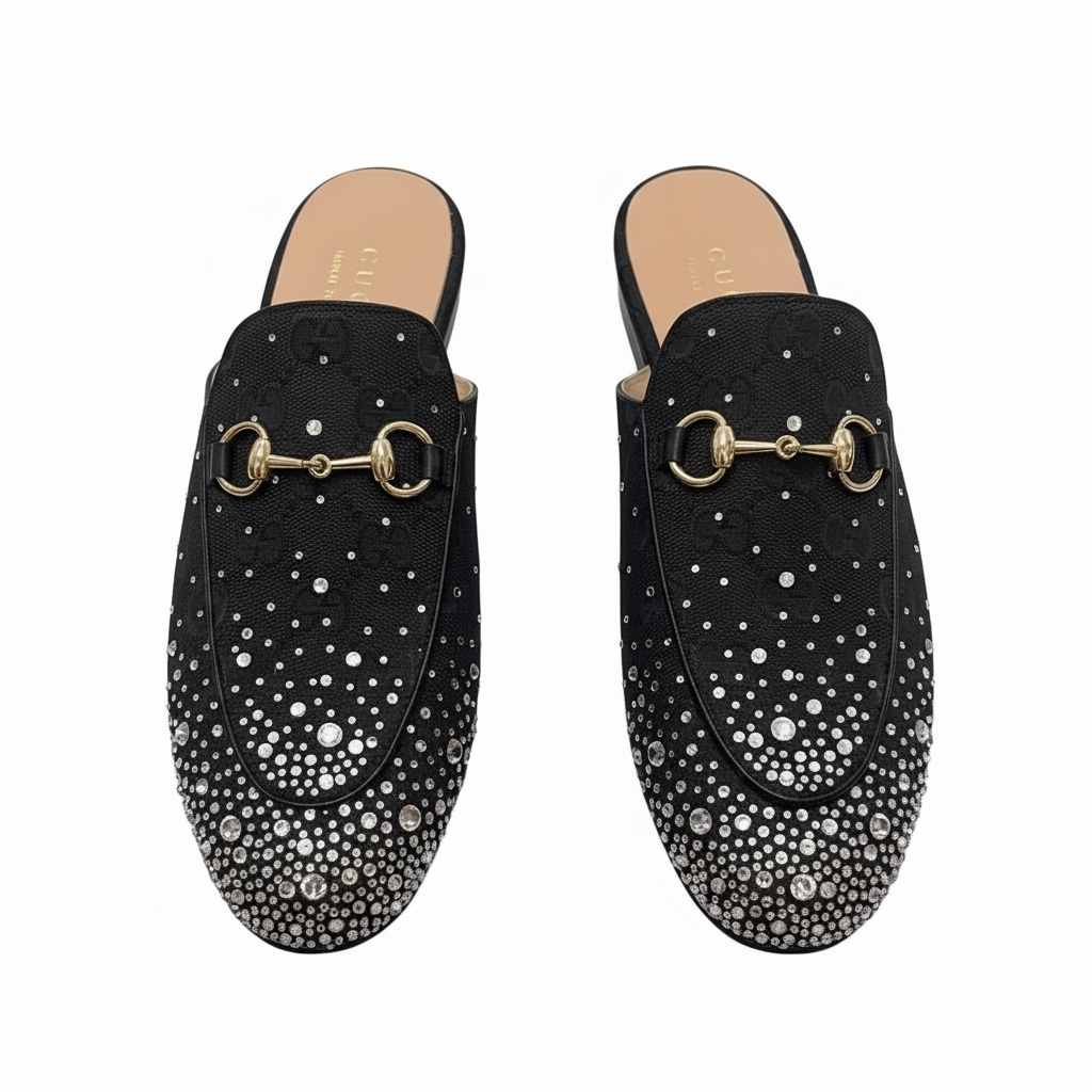 GUCCI Crystal Horsebit Mules 🖤✨ | Glam Statement Luxury