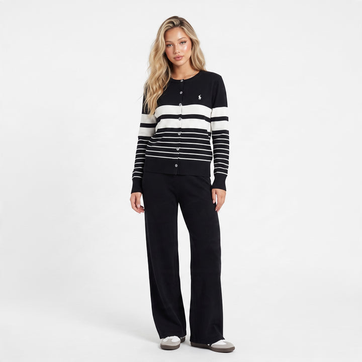 Polo Ralph Lauren set – black White Striped Cardigan 🐎
