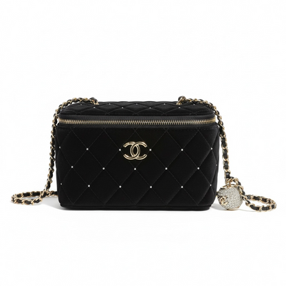 Chanel Quilted Vanity Crossbody – Black & Gold Crystal Edition ✨🖤