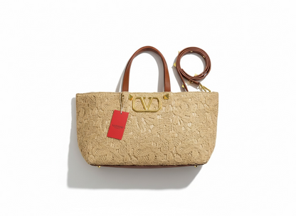 Valentino Garavani Lace Tote – Beige VLogo Handbag 🤎✨
