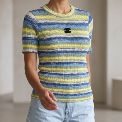 💙 Chanel Coastal Stripe Knit Top
