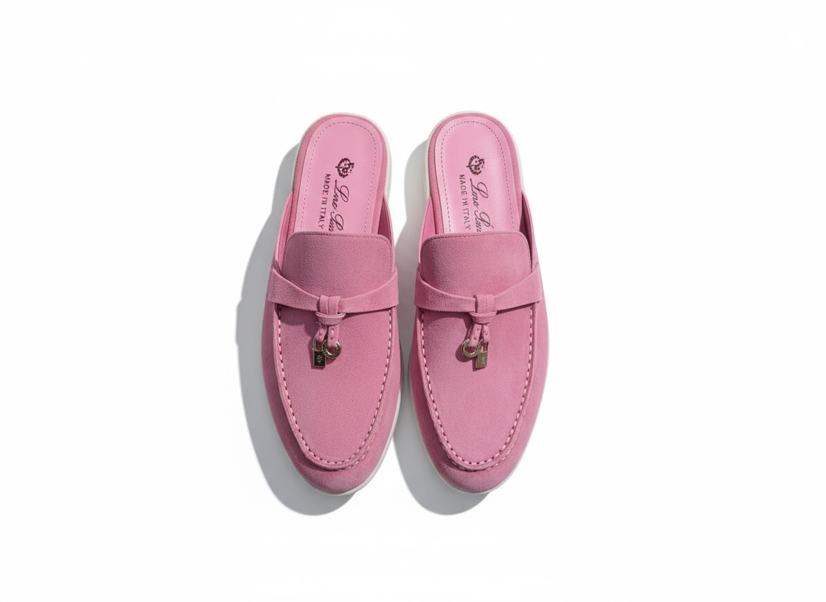 LORO PIANA Style Pink Suede Mule Loafers 💗✨ | Chic Comfort Edition