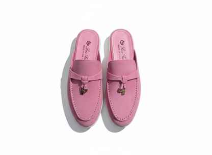 LORO PIANA Style Pink Suede Mule Loafers 💗✨ | Chic Comfort Edition