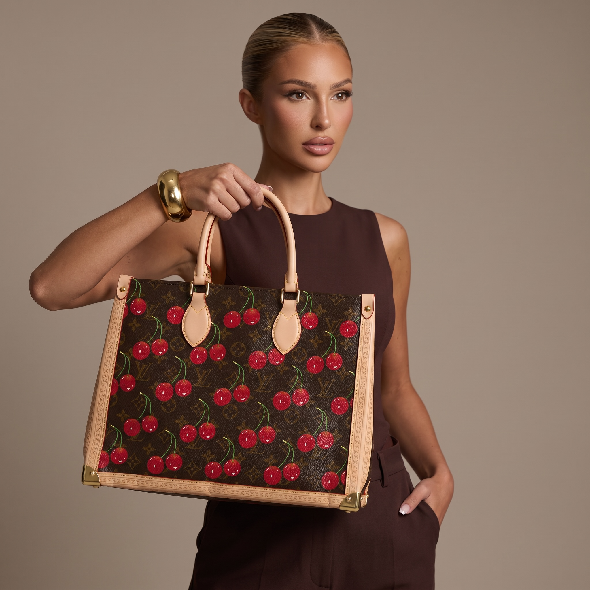 Louis Vuitton Monogram Cherry Tote Bag – Brown🍒