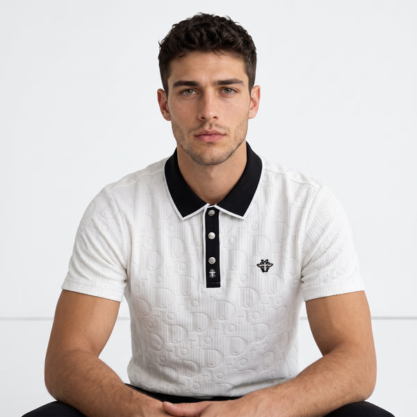 Dior Polo – White Embossed Logo Collar ⚪️🐝