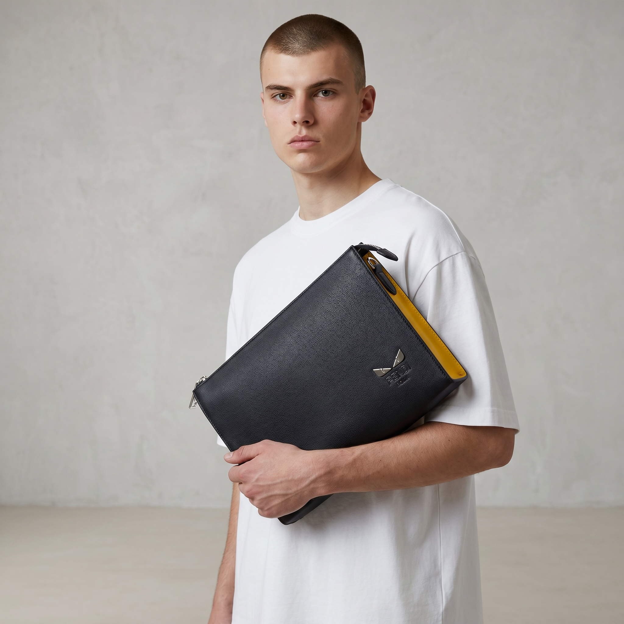 Fendi Black Leather Logo Document Clutch 🖤✨💼🔥