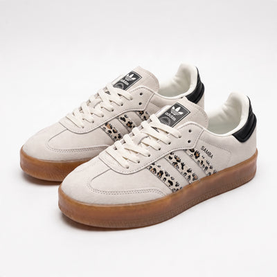 Adidas Samba sneakers beige with leopard three-stripe and gum sole