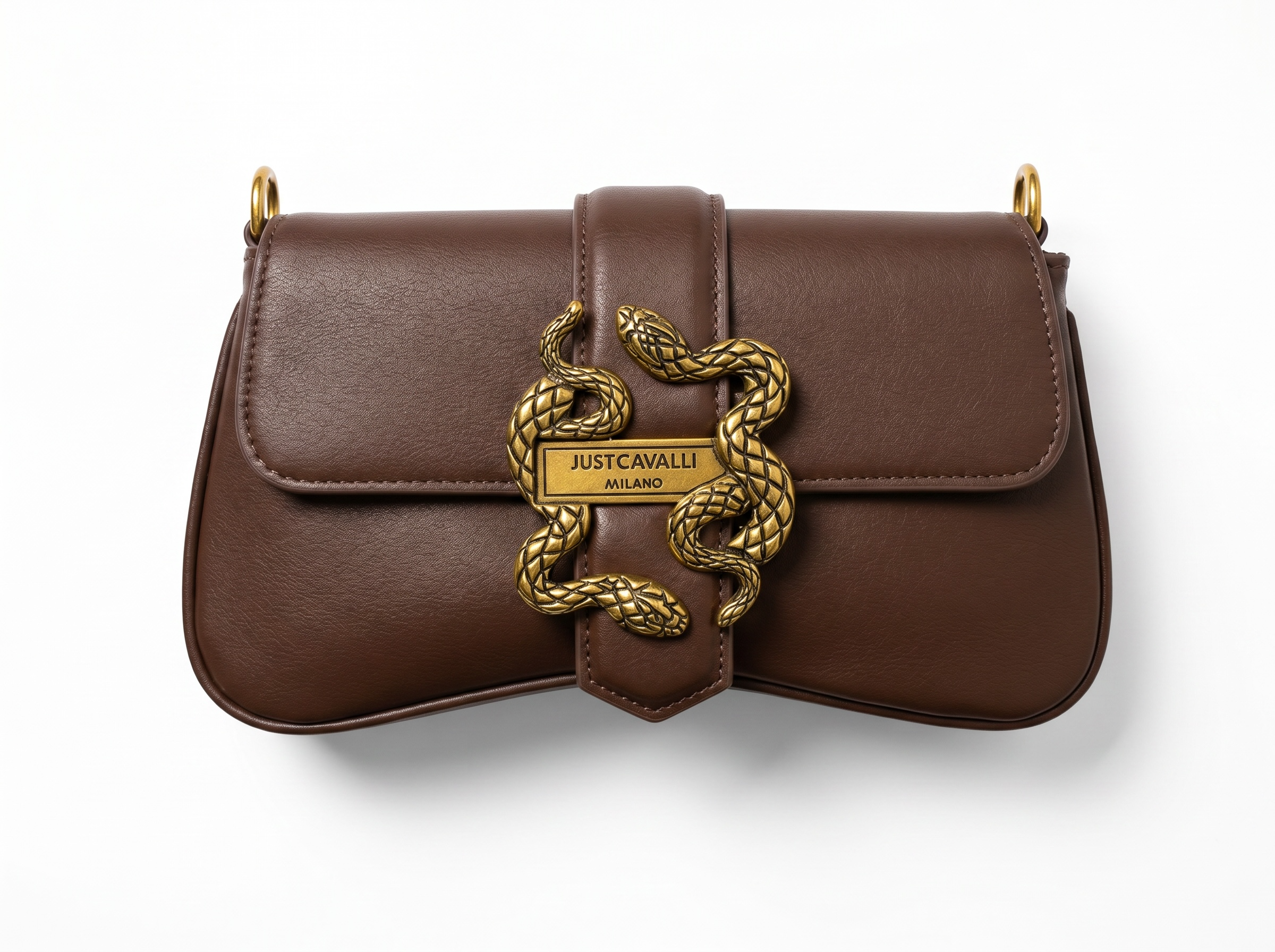 🤎 Just Cavalli Mocha Serpent Lock Shoulder Bag 🤎