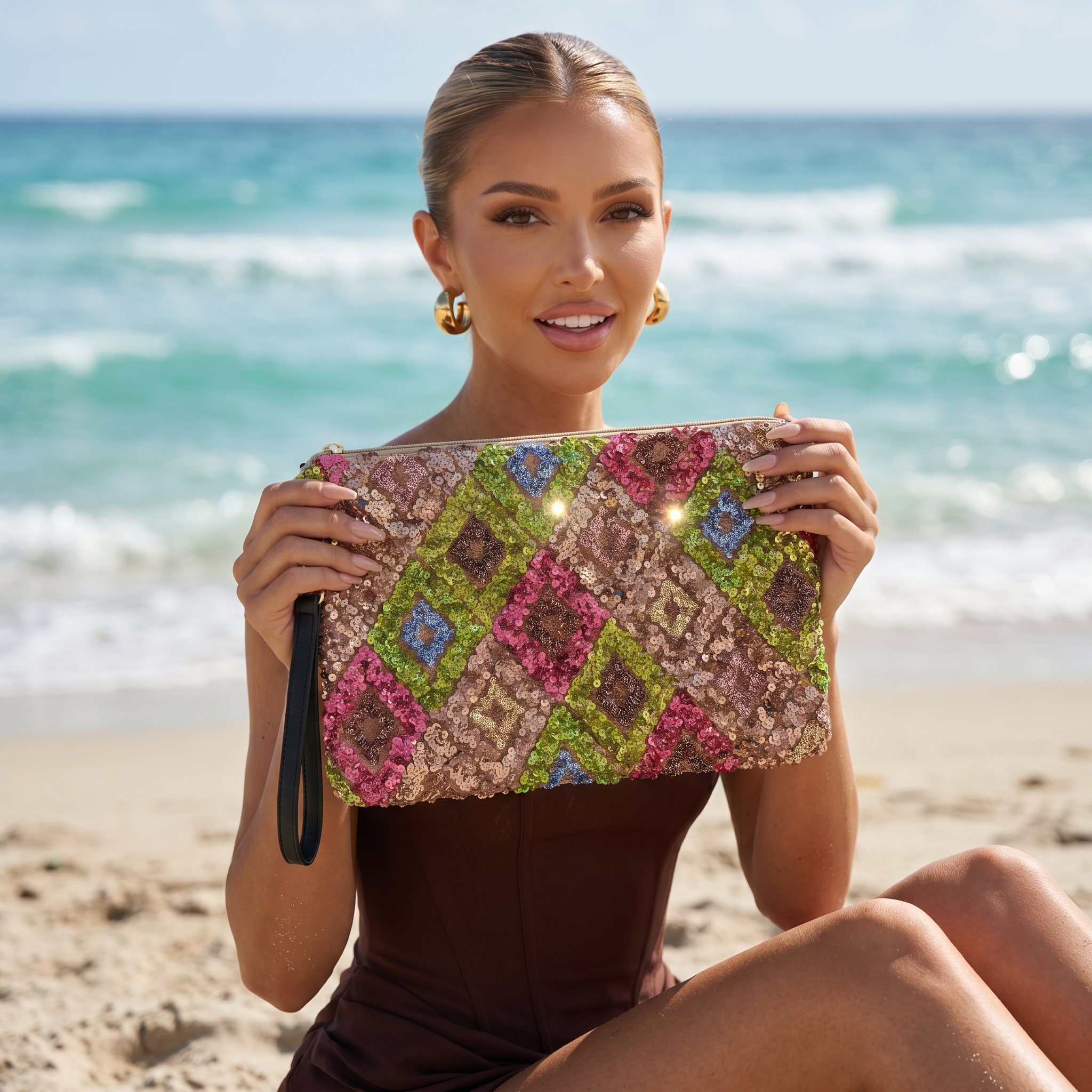 Diamond Sequin Wristlet Clutch ✨💎👝