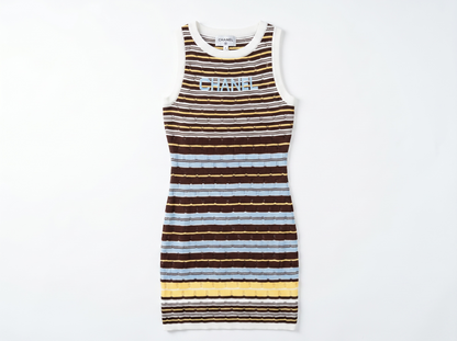 🌟 Chanel Multicolor Stripe Knit Mini Dress