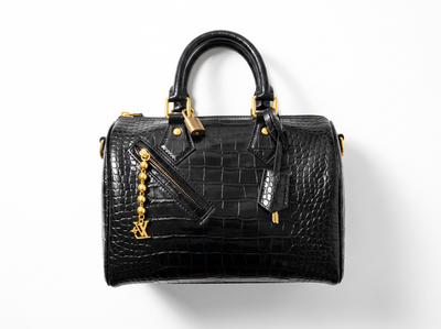 🖤 Louis Vuitton Crocodile Embossed Speedy Handbag – Black