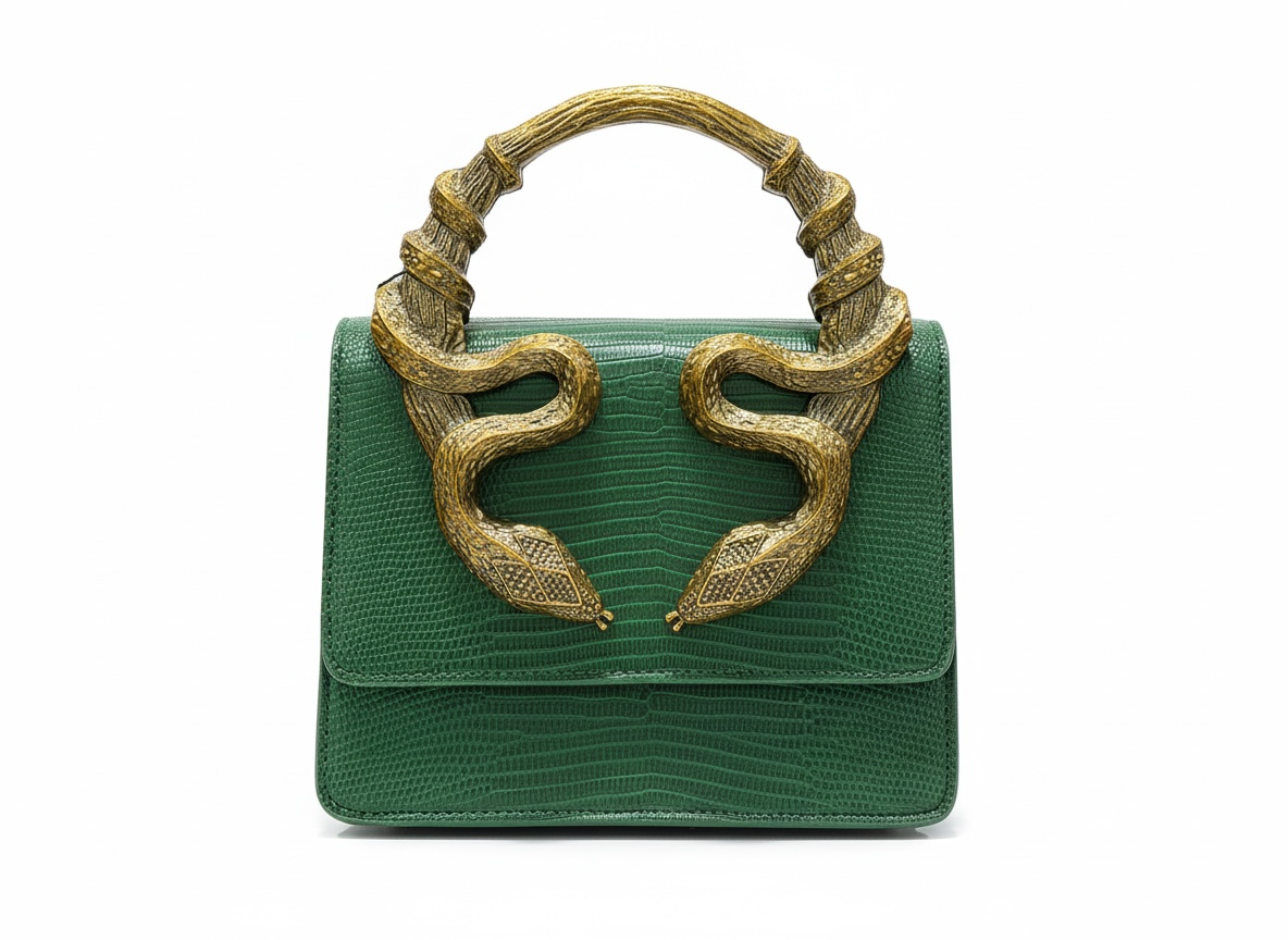 Roberto Cavalli Emerald Snake Handle Bag 🐍💚 Luxury Statement Handbag